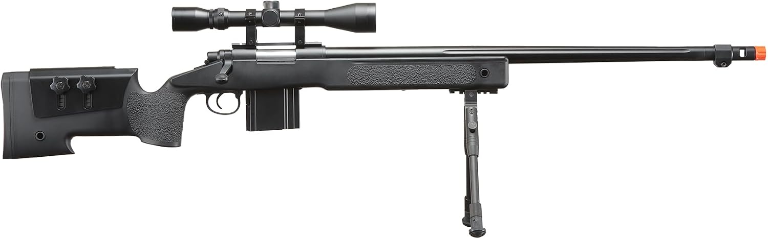 GoldenBall WellFire MB4416 M40A3 Bolt Action Sniper Airsoft Rifle w/Scope - Black