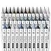 ARTEZA Grayscale Alcohol Markers Set of 36 Tones, Everblend Sketch Pens with Dual Tips, Fine and Broad Chisel