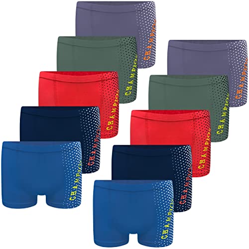 LOREZA ® 10 Pack Jungen Boxershorts aus Baumwolle Unterhosen (128-134...