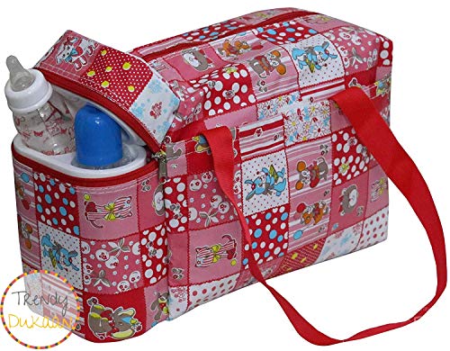 Image of Baby Mother Bag with Bottle Compartments (Red)