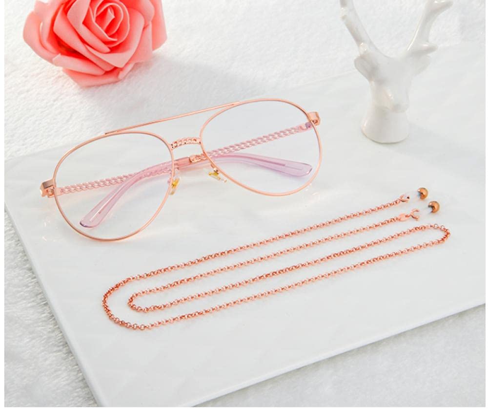 Sonnenbrillenkette Brillenkette Brillenband Brillenschnur Brille Kette Silber Lanyard Weibliche Literarische Retro Einfache Kette Männer Seil Hängender Hals rutschfest-Rosengold.