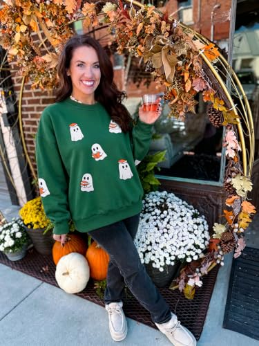 Halloween Sweatshirt Women Spooky Season Sweaters Sequin Skeleton Shirt - image 4