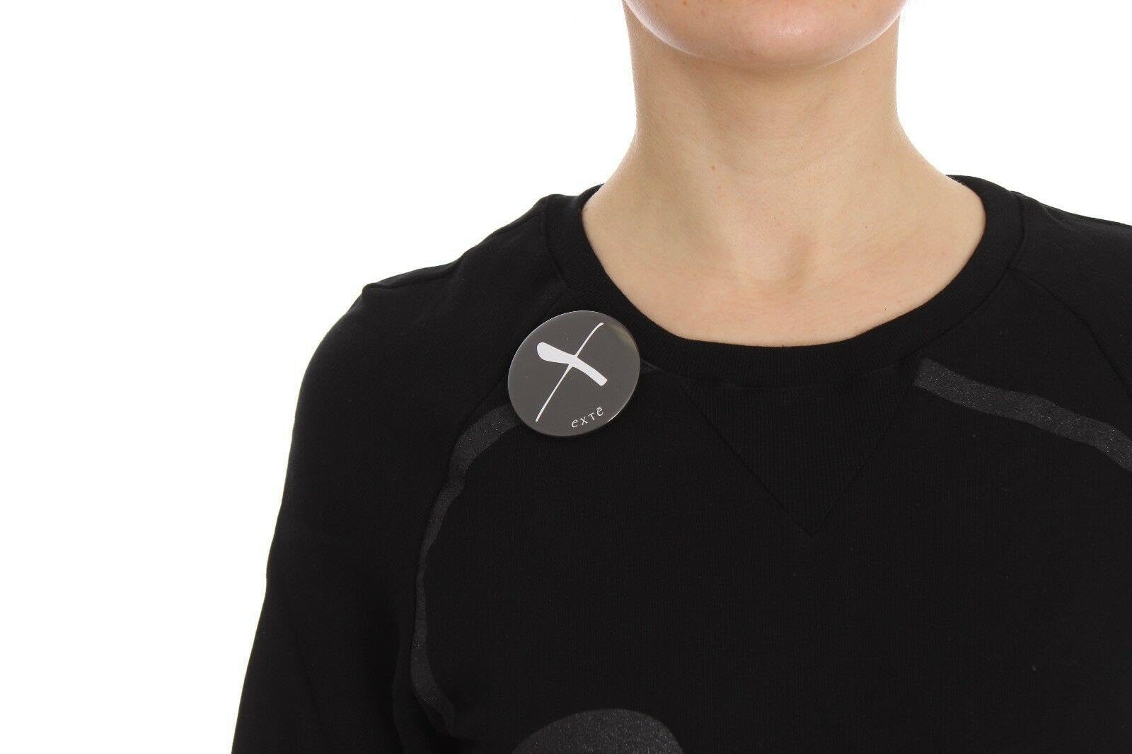 Exte - BEST SELLERS - Black Cotton Motive Print Crewneck Pullover Sweater - IT40|S