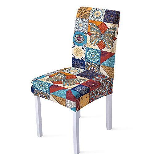 XIAOBAOZI ZS Stuhlhussen 3D Gedruckt Abstrakte Tier Schmetterling High Back Elastische Installation Stuhl Slipcover Cover,Waschbar Soft Erholt Sich Schnell Stuhl Sitz Schutz Für Küche Hotel,Set Von 2 Cover