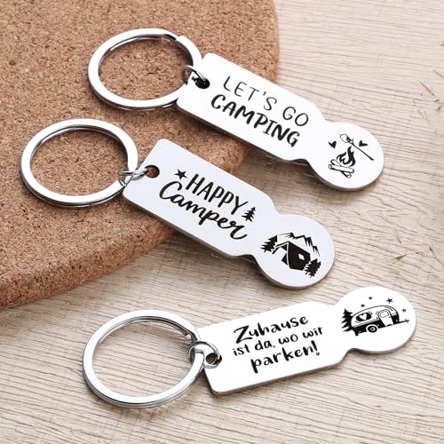 BOOMTOP 3pcs Einkaufswagenlöser Camper Geschenke Schlüsselanhänger Camping Geschenk Weihnachten Geburtstag Camper Zubehör Metall Einkaufswagenchip Abnehmbar Einkaufswagen Öffner für Camping-Liebhaber