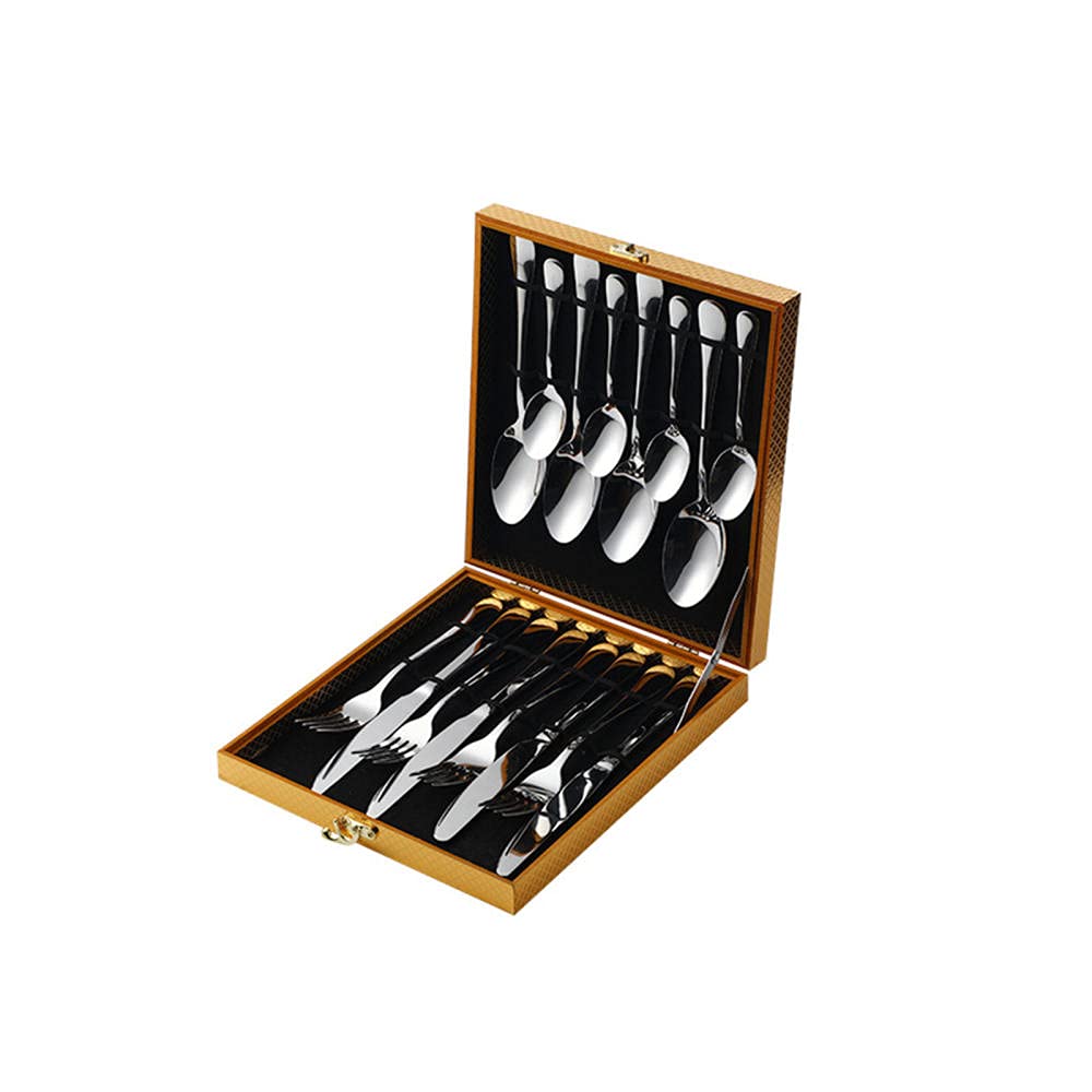 Couverts de table,ensemble de couverts Ensembles acier inoxydable Ensembles de vaisselle de polissage de miroir Utilisation polyvalente pour la maison et la cuisine Boîte-cadeau-16Pcs