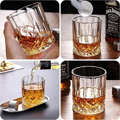 Image of LUXU Crystal Whiskey Glasses Set of 6-300 ml Bar Glass for Drinking Bourbon, Whisky, Scotch, Cocktails, Cognac- Old Fashioned Cocktail Tumblers ((XCV-6)