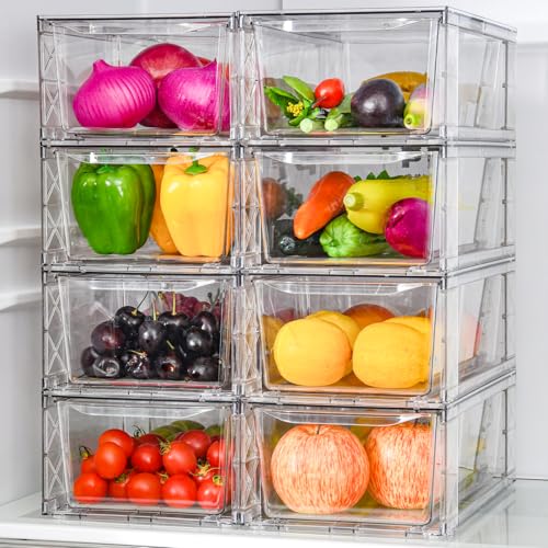 Clemate 8Pack Clear Stackable Kitchen Storage Organizer,Pantry Organizers and Storage,Foods