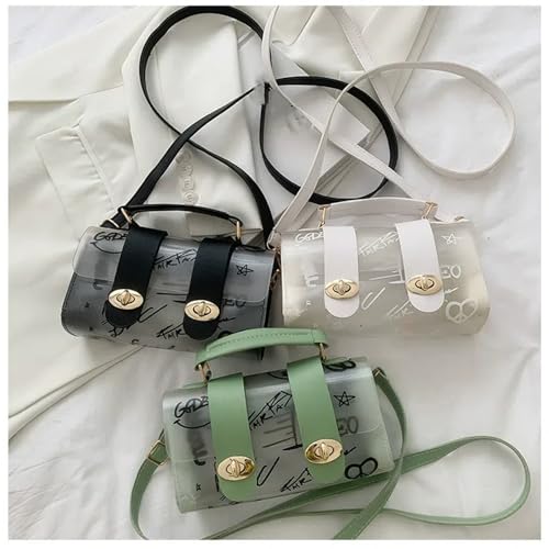 Transparent Handbag Crossbody Bag Frosted Texture Color Matching Graffiti Bag Adjustable Crossbody Bag Single Shoulder Wallet2