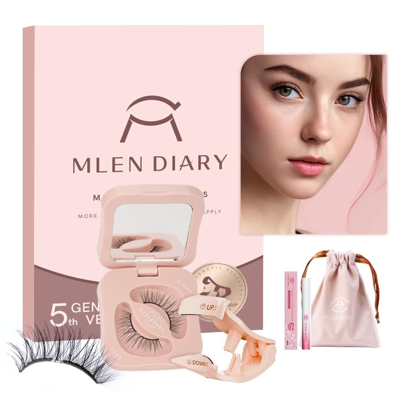 Magnetic Eyelashes with Applicator Natural Reusable Soft Magnetic Lashes Without Eyeliner, Glue-free False Eyelashes Lightweight, Waterproof, Easy to