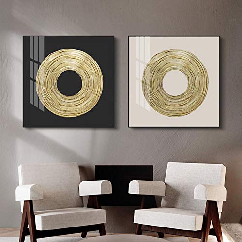 Peinture cercle or mat abstrait pour créer un salon zen et chaleureux