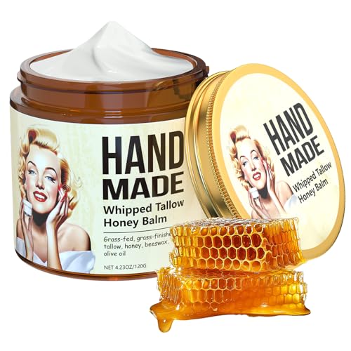 ENVISHA Whipped Beef Tallow and Honey Balm for Face& Body Moisturizer Cream, Organic Grass-Fed Beef Tallow & Raw Wild Honey, Suitable For All Skin Types