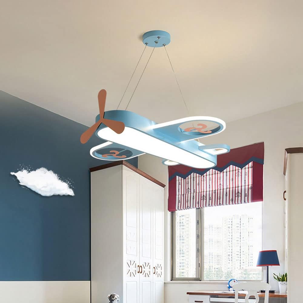 Nordic Airplane Eye Protection Led Lamp for Living Children Room Bedroom Nursery School Nordic Creative Boy Chandelier Modern Blue Pink Ceiling Hanging Light Times/Blue