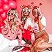 Valentine's Heart Headband and Heart Shaped Glasses - Red Heart Sequin Headband for Valentines Day Clothes for Women - Valentines Day Headbands for Womens Valentines Day Outfit (2Pack)