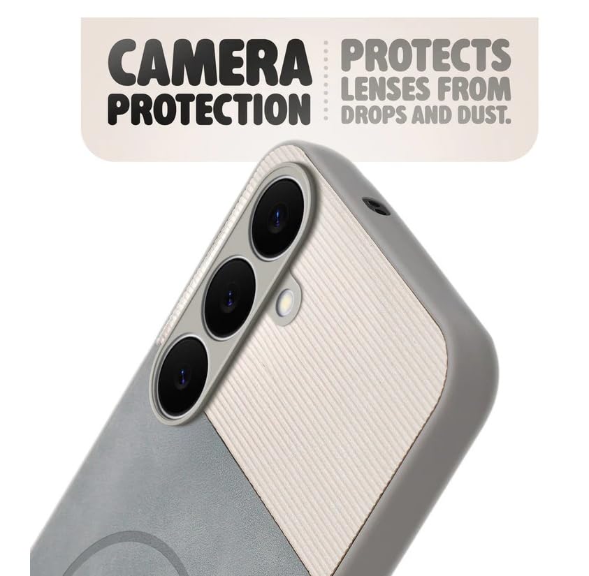 Image of Bintage CASE Mac Safe Design Hard Light Weight Back Case | Soft Border Camera Protect | Dual PU Leather Finish Back Cover Compatible for Samsung Galaxy A35 5G - White & Grey