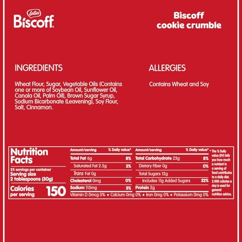 Image of Lotus Biscoff Crumble - Crumbled Caramelized Biscuit Cookies - 1.65 lbs bag (Pack of 8)