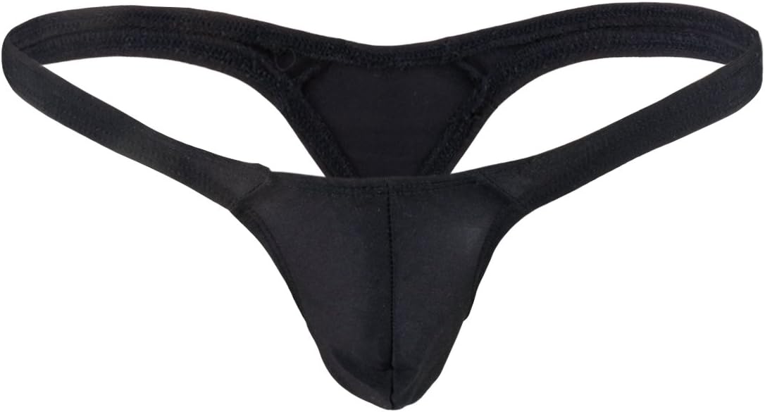 FFESHOW Men's Smooth Bikini Pouch Underwear G String Thongs (Black)