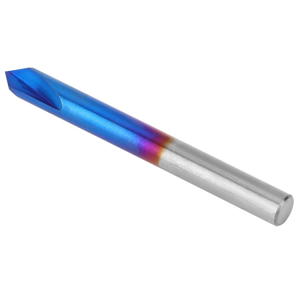 Fraise en Bout de Chanfrein à 90 Degrés, Fraise à Chanfreiner en Carbure Coupe à 2 Cannelures Outil à Main de Fraise en Bout de Chanfrein à Revêtement Bleu Fraise en Bout de Chanfrein(5 * 50mm)