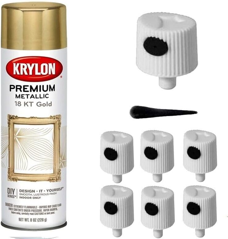 Spray Paint Caps for Krylon Gold Premium Spray Paint, (6) Pack OEM