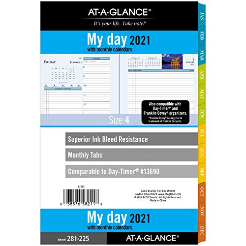 2021 Daily & Monthly Planner Refill by AT-A-GLANCE, 13690 13746 Day-Timer, 5-1/2' x 8-1/2', Size 4, Two Page per Day, Zenscapes (281-225-21)