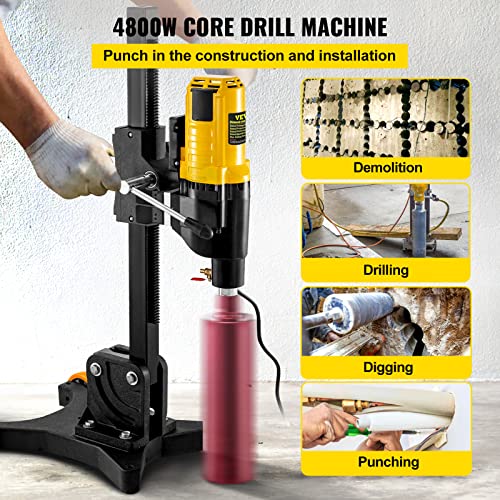 Vevor Core Drill Machine 305 Mm 12 Inch Core Drill Rig Powerful Rugged Diamond Concrete Core Drill 110V 500 R/Min Core Drill Rig With Stand Tool Wet Dry Concrete Brick Block Drilling 4800W With Wheel #TOP1