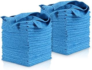 MASTERTOP Microfibre Cleaning Cloths, 36 Pack Reusable Lint Free Cleaning Towels, Super Absorbent & Washable Cleaning Rags for Kitchen/Home/Car/Windows, Blue (35 x 35 cm)