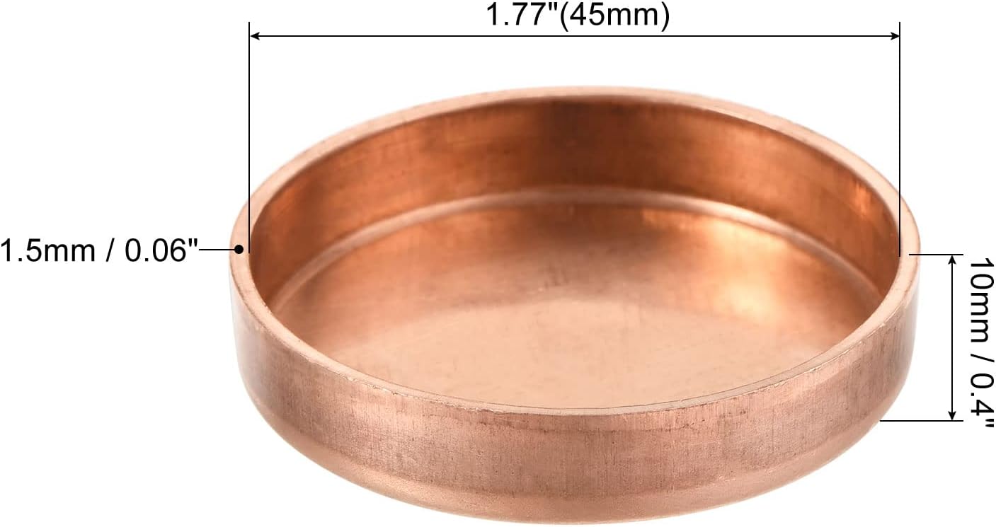 MECCANIXITY Copper End Cap Pipe Fitting Sweat Plug Connection 45mm(1.77") ID for Water Pipe Plumbing