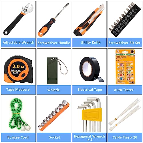 AUTODECO 82Pcs Car Roadside Emergency Kit with Jumper Cable - Automotive Safety Kit with Shovel by AUTODECO - Image 3