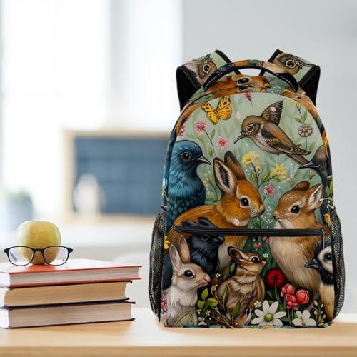 Sac à dos de voyage fleurs de printemps imprimé animaux multicolore - 6