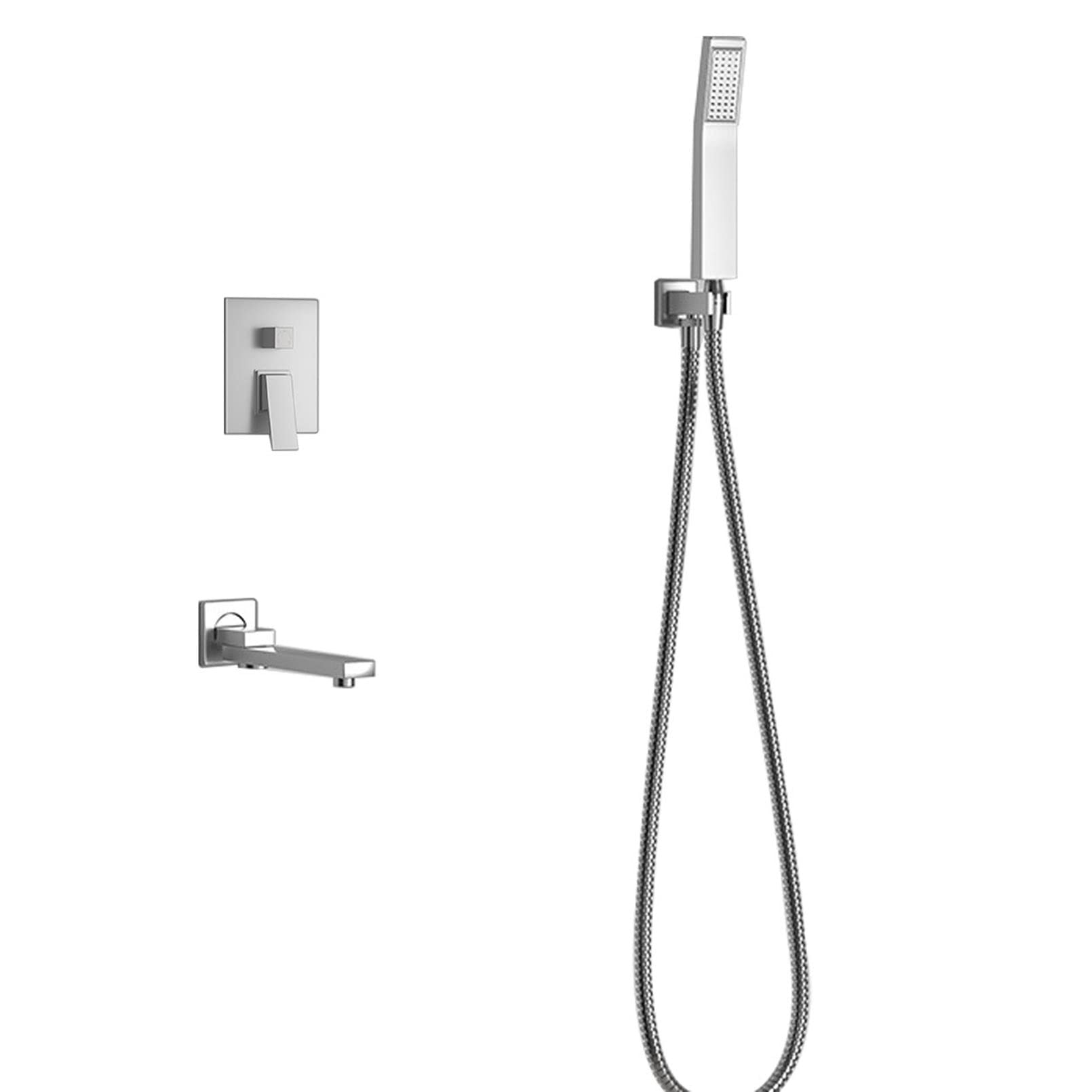 Cabezal de Ducha Tipo Lluvia con Mango, Combo de Cabezal de Ducha de Mano de Alta presión con rociador, Sistema de Ducha montado en la Pared Juego de Grifo de Ducha para baño