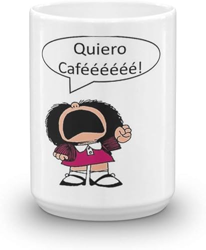 Miniatura 2 de Apular Mafalda, café, café. Tazas de café clásicas de 15 onzas, mango en C y construcción de cerámica. Taza de cerámica fina de 15 onzas con acabado