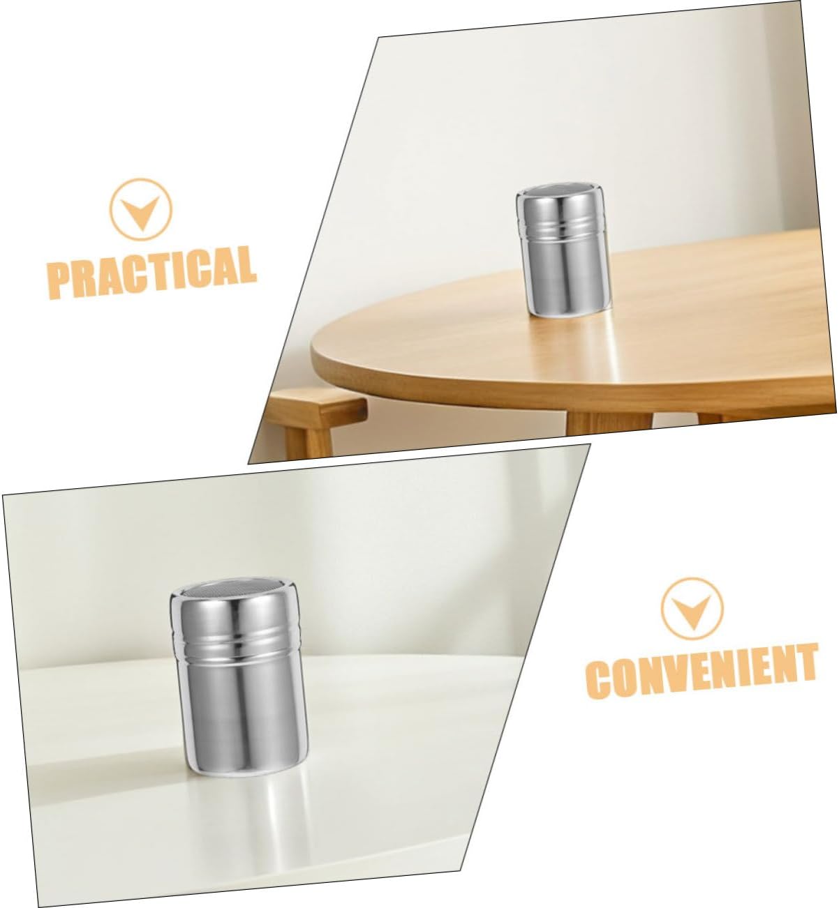 Generic 2 Pcs Powdered Sugar Shaker with Lid Stainless Steel Fine Mesh Duster for Even Powder Dispersion for Coffee Baking Cocoa for Lattes Cappuccinos