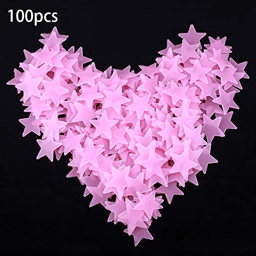 NWHEBET 100 UNIDS 3D Tatuajes de Pared DIY Estrellas Luminosas Pegatinas de Pared Fluorescente Luz de La Noche Pegatinas de Ventana para Niños Dormitorio Decoración para el hogar