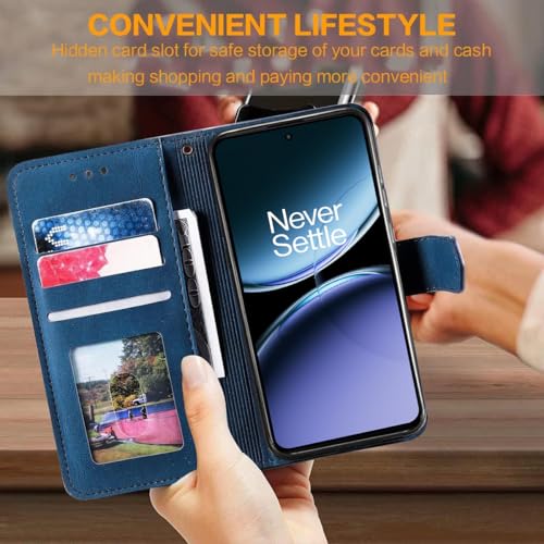 Image of GoldKart Flip Back Cover Case for OnePlus Nord 4 5G| Dual-Color Leather Finish Flip Cover | Inbuilt Stand & Pockets | Flip Cover for OnePlus Nord 4 5G(Faux Leather, Blue)