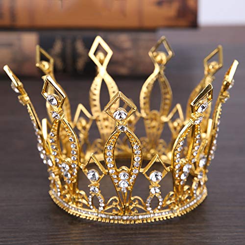 Reina corona de vidrio Palacio retro europeo barroco corona redonda diadema corona...