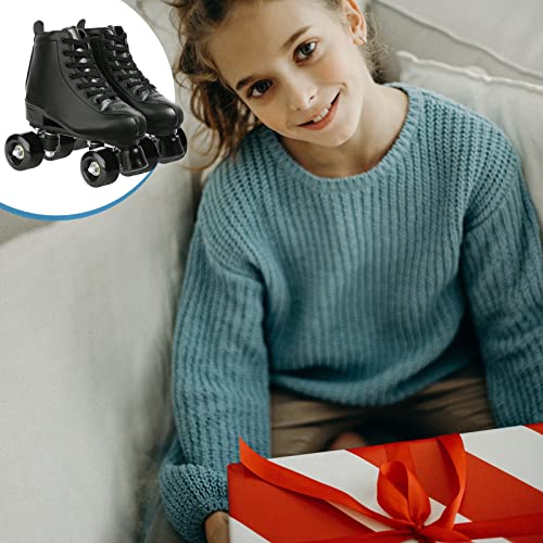 XUDREZ Rollschuhe Zweireihige Rollschuhe verstellbare High-Top-Rollschuhe für drinnen und draußen, Erwachsene Rollschuhe (schwarzes schwarzes Rad, 40 = UK: 7)