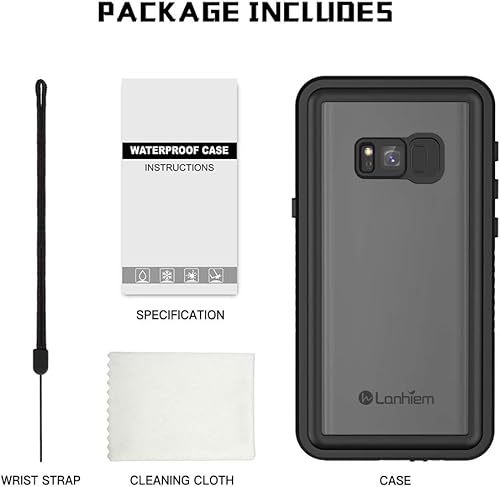Miniatura 8 de Lanhiem Funda para Samsung Galaxy S8, funda impermeable IP68, a prueba de polvo, a prueba de golpes, con protector de pantalla integrado, cubierta