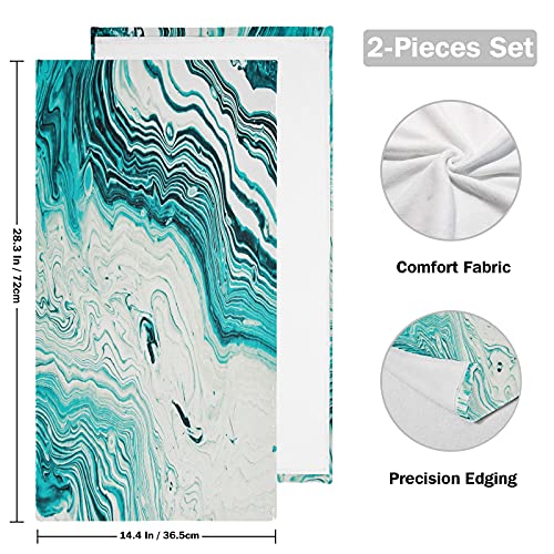 Alaza Blue Marble Swirl Golden Agate Hand Towels Soft Absorbent Decorative Bath Towels Face Towels Set Of 2 For Bathroom Gym Hotel Spa 28 X 14 Inch #TOP1