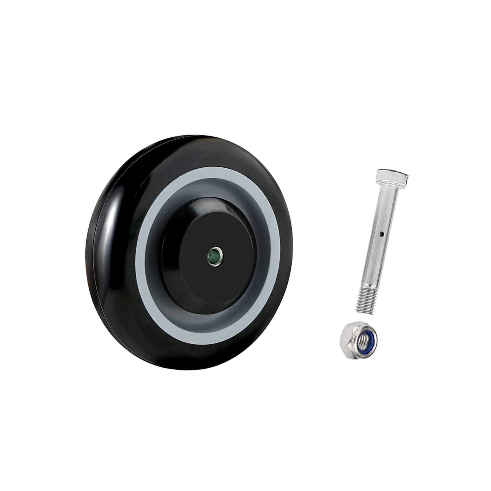 Ruedas giratorias de 5 pulgadas para carrito, eje de 3/8 pulgadas, ruedas de repuesto de poliuretano para carrito de compras, color negro (paquete de 20)
