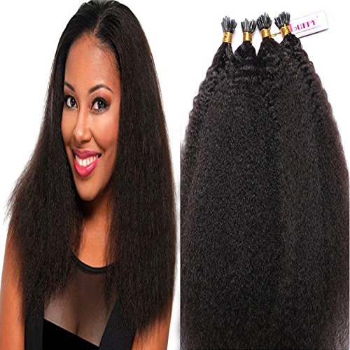LUFFYWIG Human Hair I Tip Hair Extensions Kinky Straight I