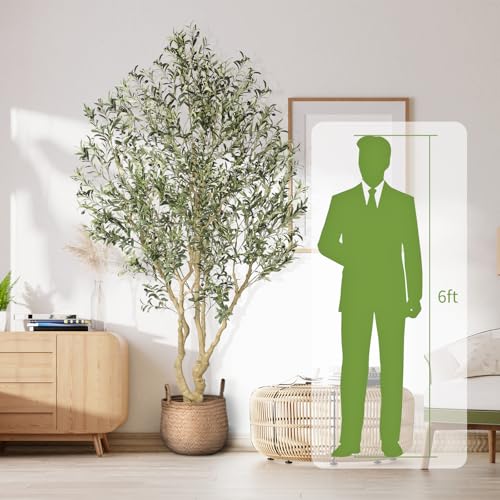 image for Realead Artificial Olive Tree 8ft - Large Faux Olive Tree with Realist