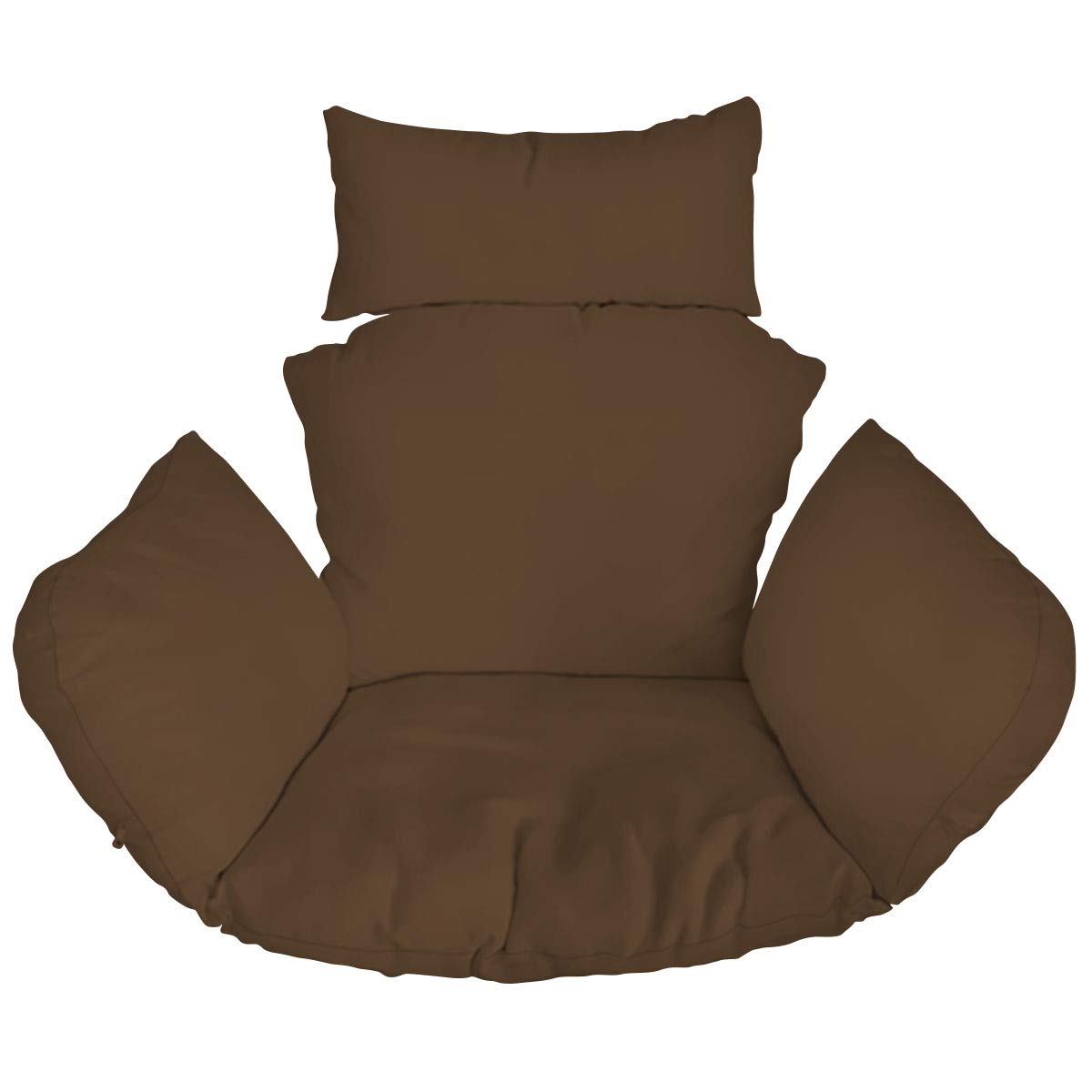 Ferocity Hanging Basket Chair Cushions XXL, Hanging Outdoor Cocoon Egg Hammock Chair Pads with Head Pillow, Removable Cover, for Patio Garden, Brown [114]