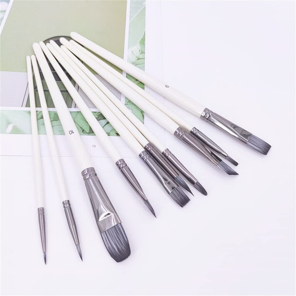 Juego de Pinceles para Pintura para Arte acrílico Gouache óleo Acuarela Artista Lienzo Puntas de Nailon sintético 10 unid/Set (con 10 Piezas)
