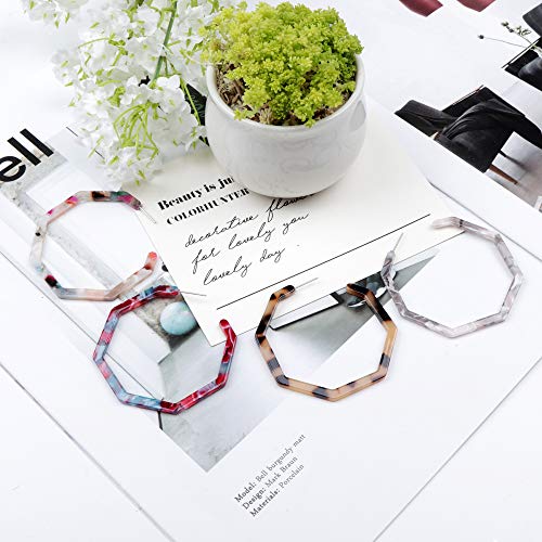 Subiceto 8 Pairs Acrylic Hoop Earrings For Women Girl Polygonal Tortoiseshell Earrings Set Bohemian Statement Mottled Resin Earrings Fashion Jewelry #TOP3