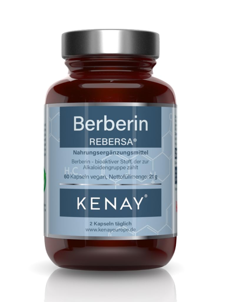 Berberina HCL REBERSA (Berberis aristata) - 500 mg por dosis diaria - Vegano - Sin estearato de magnesio - 300 cápsulas vege KENAY EUROPE