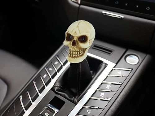 Vista 47 de Lunsom Pomo de palanca de cambios de resina, con cabeza de palanca de cambios de calavera para transmisión de automóvil, se adapta a la mayoría