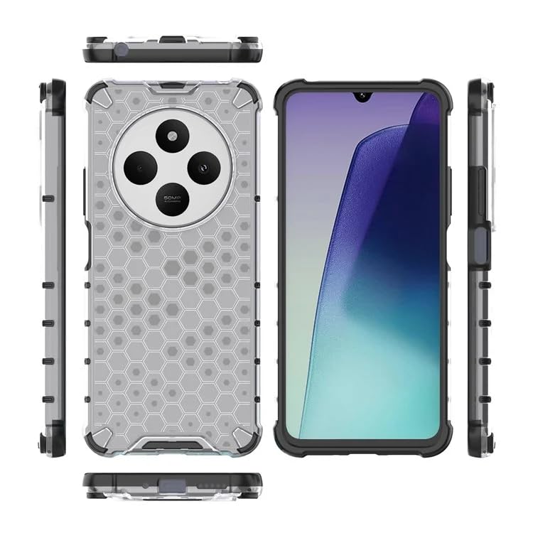 Image of Harc PC Honeycomb Back Case Cover for Poco M7 5G Anti Slip Ultra Thin Shockproof Reinforced Corners (Polycarbonate|Clear)