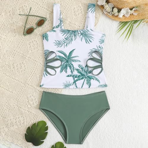 Two Piece Tankini Swimsuits for Teens Bathing Suits Hollow Out Girls' Swimwear Size 8-12Y3