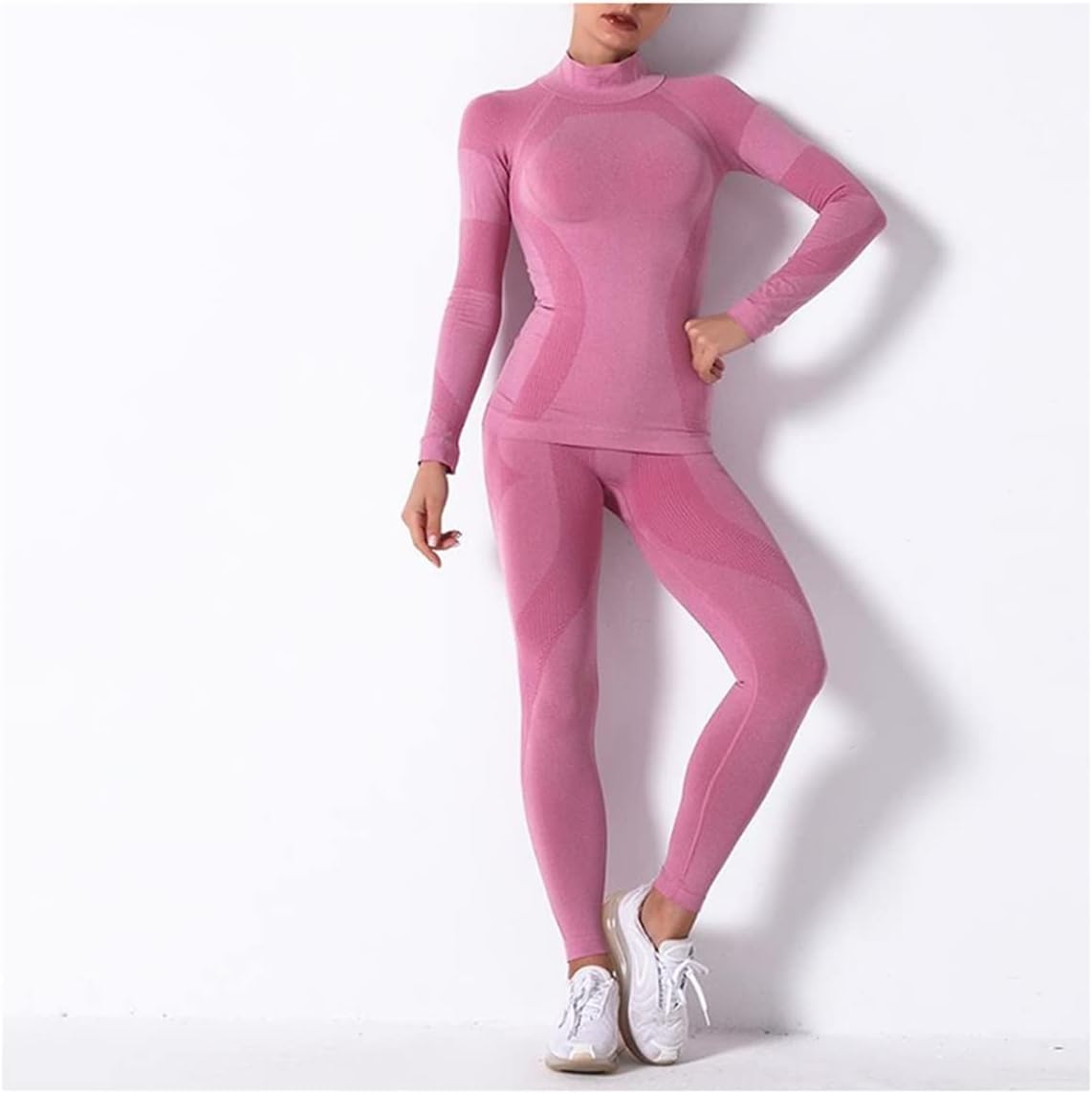 メンズレディースサーマルセット 女性サーマルアンダーウェアスーツ クイックドライサーモタートルネックアンダーウェアセット