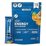10X Health Energy Wave Crusher - Energy Drink Packets with 200 mg Caffeine, BCAAs & B Vitamins - Pre-Workout Caffeine Drink Mix Packets, Accelerated Absorption - 15 Sticks, Tropical Fruit Punch